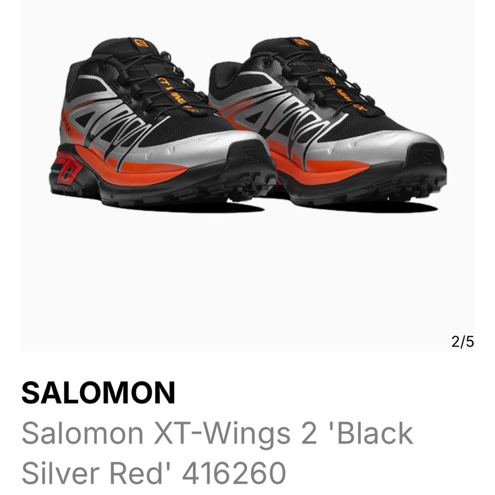 Salomon XT-Wings 2 Black Silver Vibrant Orange Men's Shoes size 9.5. - Picture 2 of 16